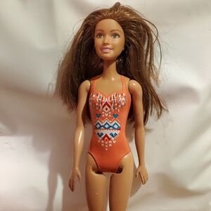 Free - Brunette Barbie in Orange Bathing Suit